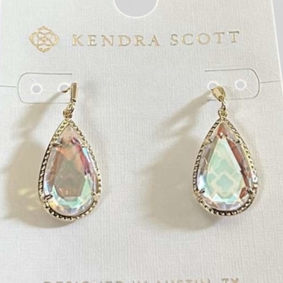 Kenda Scott- Dichroic glass/gold teardrop earrings-New with tags - Picture 1 of 4